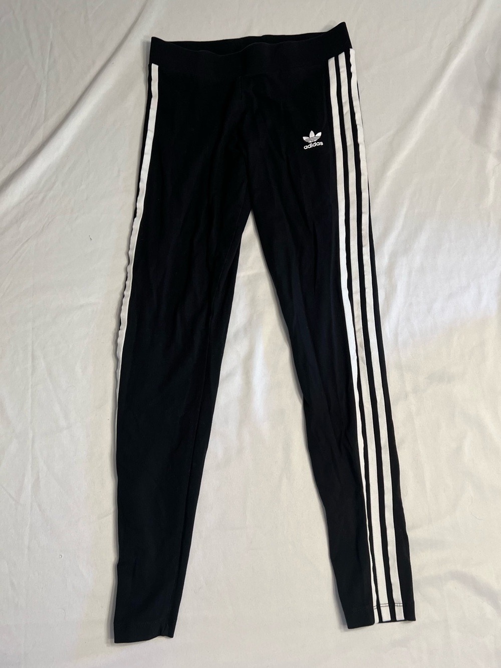 adidas Black Leggings with White Three-Stripe Sides